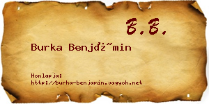Burka Benjámin névjegykártya